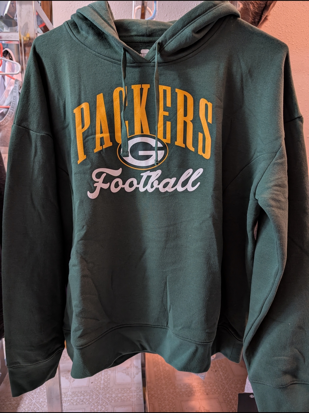 Fanatics Green Bay Packers Football Pullover Hoodie with Yellow & White Logo